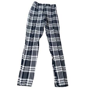 Rainbow brand black & white checkered plaid pull on elastic waist straight leg